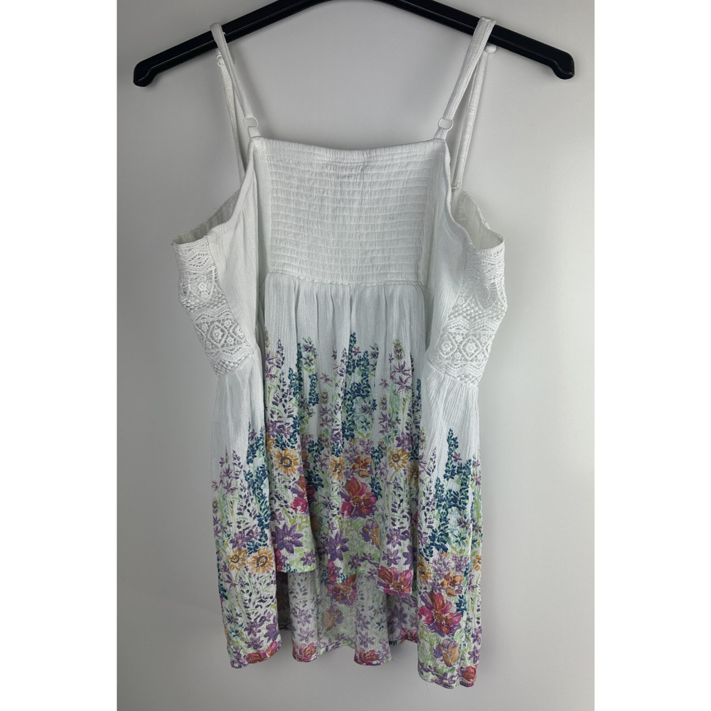 Torrid Babydoll Gauze Crochet Trim Cami White Floral Sleeveless Plus Size 2 2X - Picture 10 of 12